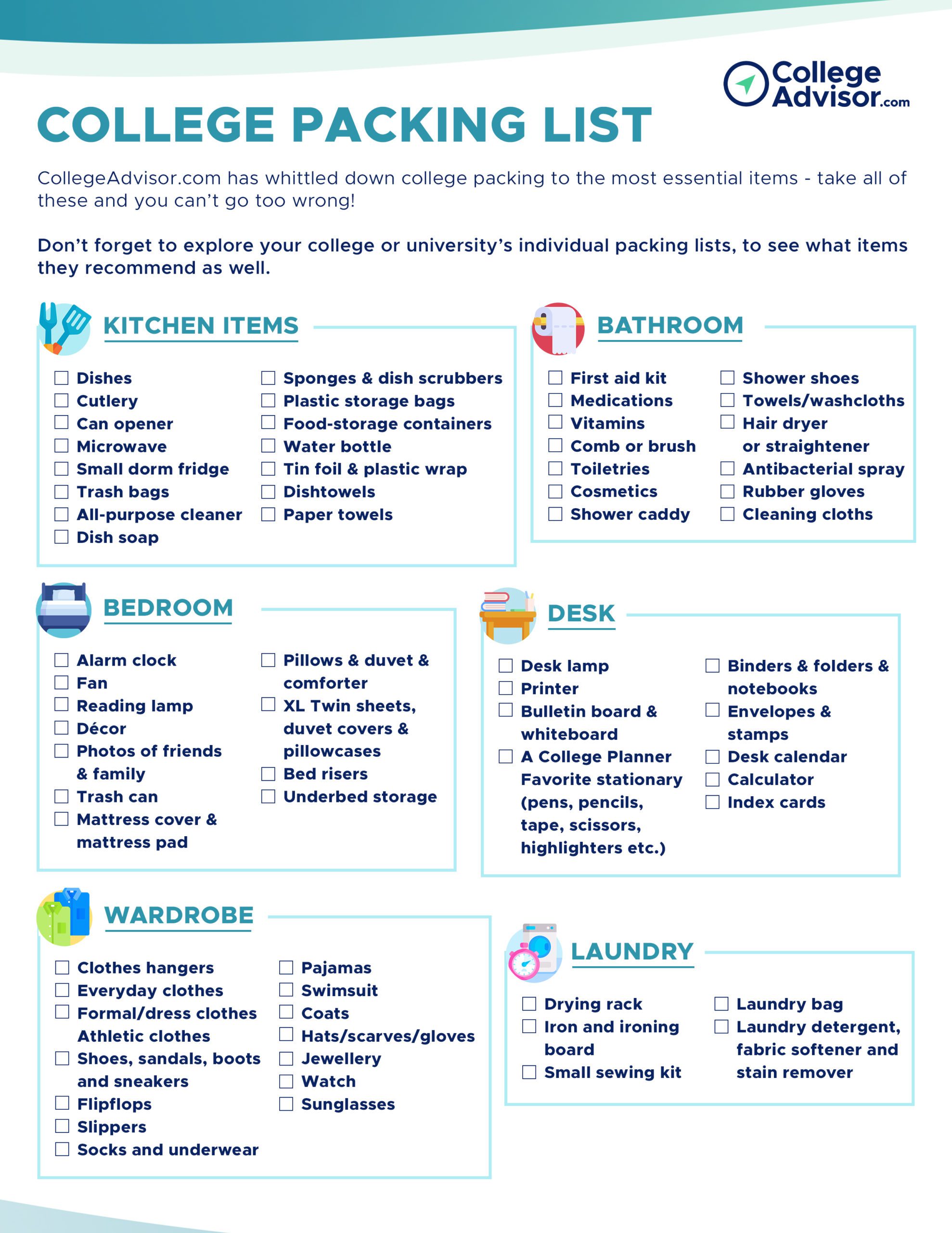 College Packing List What to Bring to College? College Checklist