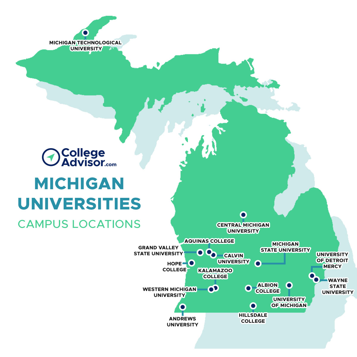 Colleges In Michigan Map 